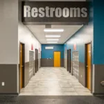 Restrooms and locker area at Cantrell club