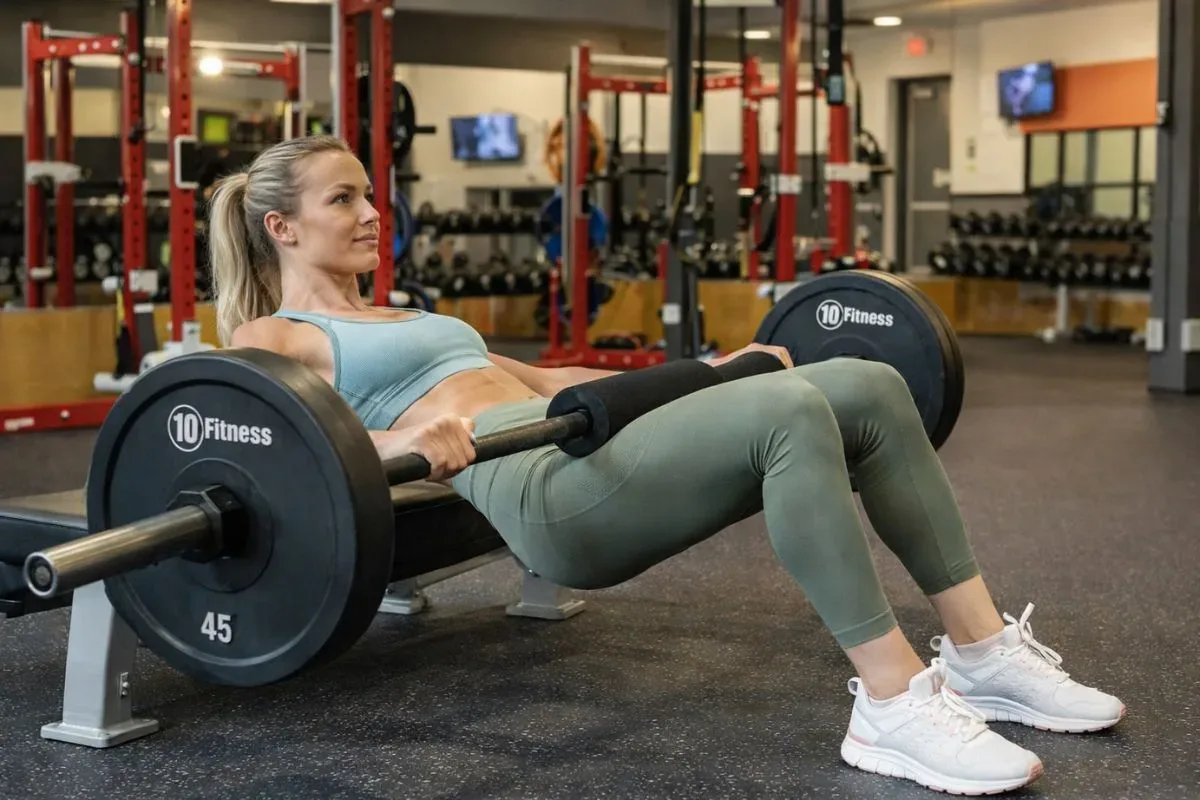 Person performing glute bridge exercise demonstrating proper form for beginner glute workout