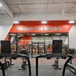 Entrance to the premium free weight room at 10 Fitness Bowman