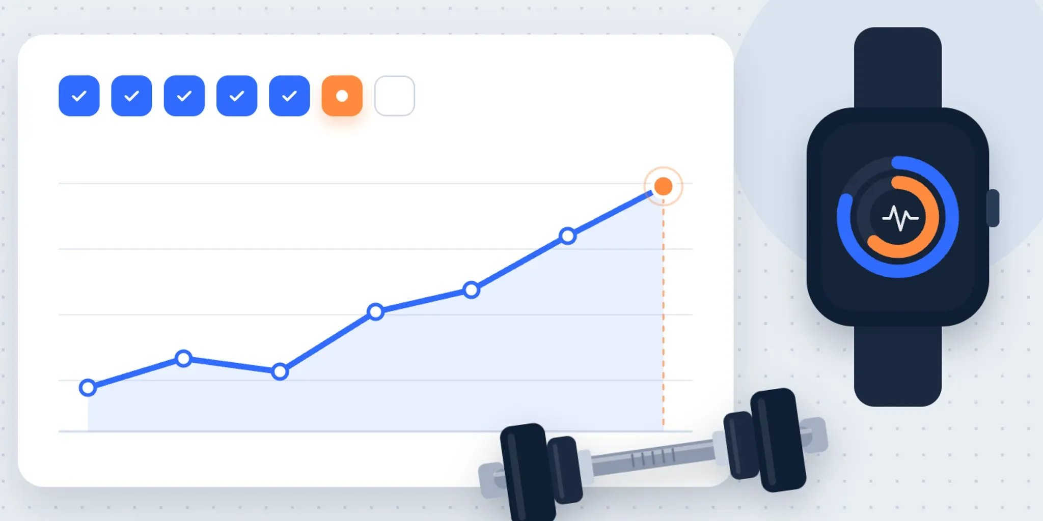 Person tracking workout progress on a tablet with a graph and writing in a fitness journal.